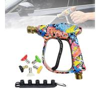 Graffiti High Pressure Washer Gun, 5-in-1 High Pressure Water Gun, with Quick Connector, Lightweight & Compacts, for Floor Fence Car Cleaning Garden Watering (Set-B)