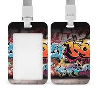 Graffiti Hip Hop porta badge verticale porta badge impermeabile con cordino staccabile resistente per ufficio fabbrica insegnanti