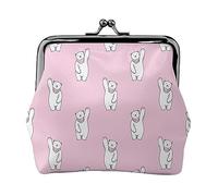 Graffiti Hip Hop stampato portamonete per le donne borsa portafoglio in pelle PU cambio sacchetto Kiss-Lock Vintage Pouch, Orso polare rosa., Taglia unica, Vintage