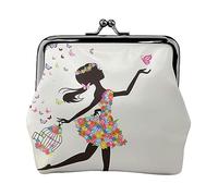 Graffiti Hip Hop stampato portamonete per le donne borsa portafoglio in pelle PU cambio sacchetto Kiss-Lock Vintage Pouch, Farfalla di, Taglia unica, Vintage