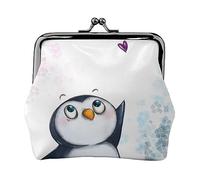 Graffiti Hip Hop stampato portamonete per le donne borsa portafoglio in pelle PU cambio sacchetto Kiss-Lock Vintage Pouch, I Love Penguins, Taglia unica, Vintage