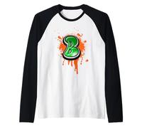 Graffiti Lettera B Drip Street Art Design Maglia con Maniche Raglan