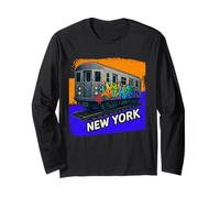Graffiti Metropolitana Treno New York Camicia Retro NYC Street Art Maglia a Manica