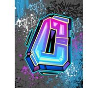 Graffiti Monogram Notebook - Letter O | Teal, Purple & Royal Blue Design, 8.5 x 11 College Ruled Lined Journal with Urban Street Art Style Initial: ... Tweens, Students and Back to School Supplies