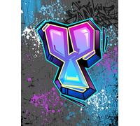 Graffiti Monogram Notebook - Letter Y | Teal, Purple & Royal Blue Design, 8.5 x 11 College Ruled Lined Journal with Urban Street Art Style Initial: ... Tweens, Students and Back to School Supplies