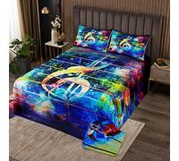 Graffiti Music Note Copriletto trapuntato Musica Stave Coverlet Set per Bambini Ragazzi Ragazze Musicale Street Culture Copriletto Trapuntato 170X230cm