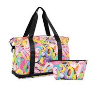 Graffiti opere d'arte lettere colorate Oversize Travel Duffel Bags Carry On Shoulder Weekend Tote Gym Bag con Toiletry Bag per Escursioni Multifunzionale, Graffiti opere d'arte lettere colorate,