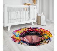 Graffiti Pop Art Piccolo Tappeto Rotondo Lavabile Antiscivolo Cerchi Tappeti per il Bagno Soft Bold Colorful Lips Accento Spargimento Tappetino Da Caffè Interno Per L'ingresso Della Camera 180cm