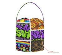Graffiti Seamless Patterns Crochet Tote Bag Crochet Filato Storage Portatile ago Storage per Uncinetto Uncinetto Accessorio