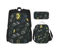 Graffiti Skateboard Set 3PCS Zaino Per Stitch Lunch Box con Lunch Box e Astuccio - Perfetto per Scuola, Zaino Uomo