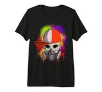 Graffiti Street Art Graffiti Teschio con Maschera Antigas Maglietta Premium