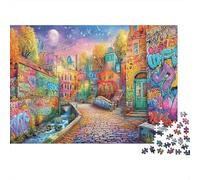 Graffiti Street Puzzle 1000 Pezzi Città Magica Arcobaleno Cartone Riciclato Puzzle per Adulti Gioco Educativo Decompressione Decorazione Murale Regalo Ottima Idea Regalo