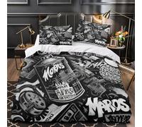 GraffitiDesign Set Di Copripiumino Biancheria da letto microfibra stampa 3D cerniera nascosta con federe Illustrazione della cultura di strada copripiumino for adulti e bambini Single（140x200cm）
