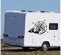 Grafic Adesivi Rosa dei Venti per Camper Montagne Vinile Decalcomanie Set Camper Van Caravan roulotte Auto Kit Completo di 2 Adesivi per Camper fuoristada Auto (CM 58X42 (Medio))