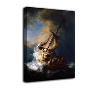 Grafic Quadro Cristo nella tempesta sul mare di Galilea - Rembrandt - stampa su tela canvas con o senza telaio (QUADRO CON TELAIO IN LEGNO, CM 88X110)