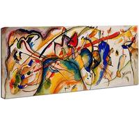 Grafic Quadro Kandinsky Watercolor - Quadro stampa su tela canvas con telaio - scegli la dimensione che preferisci da - cm 50 a cm 200 - pronto da appendere (cm 180x70, QUADRO CON TELAIO IN LEGNO)