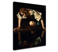 Grafic Quadro moderno Narciso di Caravaggio - Quadro stampa su tela canvas con o senza telaio (QUADRO CON TELAIO IN LEGNO, CM 107X130)
