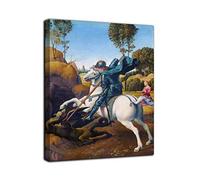 Grafic Quadro San Giorgio e il Drago - Raffaello - stampa su tela canvas con o senza telaio (QUADRO CON TELAIO IN LEGNO, CM 46X60)