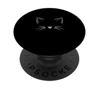 Grafica a colori monocromatica con volto di gatto invisibile grigio PopSockets PopGrip Adesivo