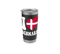 Grafica a cuore con bandiera della Danimarca con scritta "Proud To Be Danish Dad Mom I Bicchiere termico in acciaio inox doppia parete