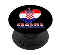 Grafica a forma di cuore con scritta "I Love Croatia Proud To Be Croatian Pride" PopSockets PopGrip Adesivo