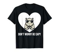 Grafica a Forma di Cuore di Capybara Don't Worry Be Capy Lover #25D38 Maglietta