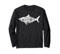 Grafica a forma di pesce della Carolina del Nord Oak Island con sagoma di squalo OKI Maglia a Manica