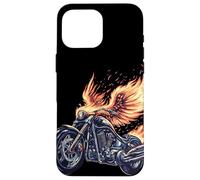 Grafica a forma di uccellino con motocicletta di Custodia per iPhone 16 Pro Max