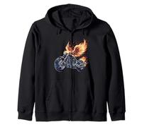 Grafica a Forma di Uccellino con Motocicletta di Felpa con Cappuccio