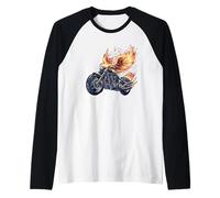 Grafica a Forma di Uccellino con Motocicletta di Maglia con Maniche Raglan