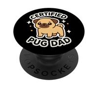 Grafica a tema cane con scritta "Certified Pug Dad" PopSockets PopGrip Adesivo