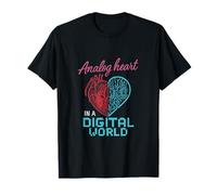 Grafica al Neon retrò con Cuore analogico in Un Mondo Digitale Maglietta