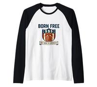 Grafica americana divertente con scritta "Born Free But Now I'm Expensive USA" Maglia con Maniche Raglan