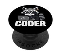 Grafica animale di programmazione sveglio del codificatore del procione PopSockets PopGrip Adesivo