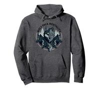 Grafica Animalier Wolf Pack Mentality Wilderness Spirit Felpa con Cappuccio, Unisex per Adulti, Grigio Scuro, S