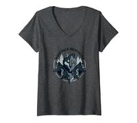 Grafica Animalier Wolf Pack Mentality Wilderness Spirit Maglietta con Collo a V, Donna, Grigio Scuro, S
