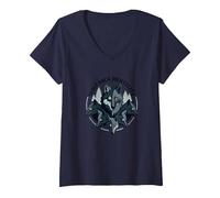 Grafica Animalier Wolf Pack Mentality Wilderness Spirit Maglietta con Collo a V, Donna, Navy, S