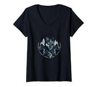 Grafica Animalier Wolf Pack Mentality Wilderness Spirit Maglietta con Collo a V, Donna, Nero, S