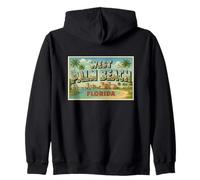 Grafica Artistica per Souvenir Vintage della Città di West Palm Beach, Florida Felpa con Cappuccio