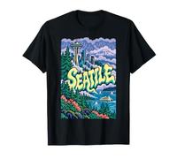 Grafica Artistica retrò Grunge di Seattle Washington City Maglietta