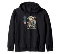 Grafica Artistica Ukiyo-e al Tramonto Giapponese Frog Warrior Felpa con Cappuccio