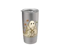 Grafica autunnale accogliente vintage Ghost Pumpkin Spice Latte Bicchiere termico in acciaio inox doppia parete