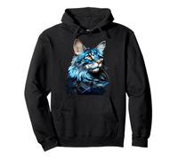 Grafica Blu Maine Coon - Design Unico per Gatto Maine Coon Felpa con Cappuccio