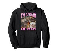 Grafica bootleg di meme di I'm Afraid Of Men Funny Cat Felpa con Cappuccio