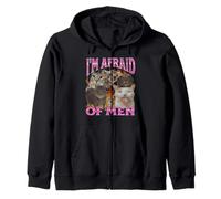 Grafica bootleg di meme di I'm Afraid Of Men Funny Cat Felpa con Cappuccio