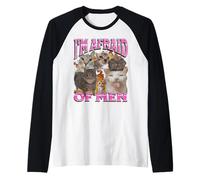 Grafica bootleg di meme di I'm Afraid Of Men Funny Cat Maglia con Maniche Raglan