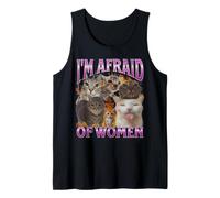 Grafica bootleg divertente del meme del gatto Ho paura delle donne Canotta