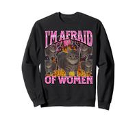 Grafica bootleg divertente del meme del gatto Ho paura delle donne Felpa
