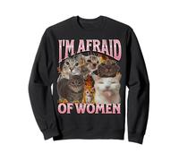 Grafica bootleg divertente del meme del gatto Ho paura delle donne Felpa