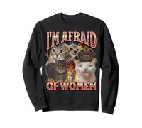 Grafica bootleg divertente del meme del gatto Ho paura delle donne Felpa